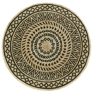L&R Resources Synergy 4" Round Tan and Black Area Rug, , large