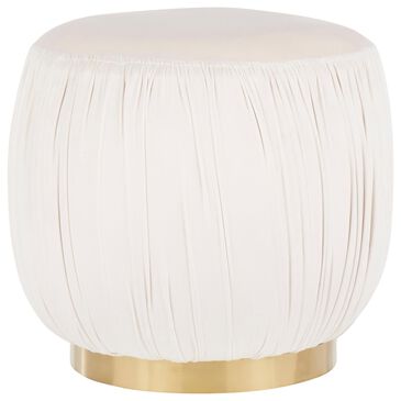 Lumisource Ruched Ottoman in Cream Velvet and Gold, , large