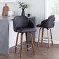 LumiSource Dahlia Swivel Counter Stool with Black Faux Leather Upholstery in Walnut and Chrome (Set of 2), , large