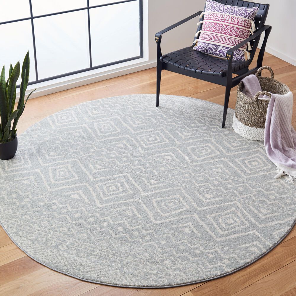 Safavieh Tulum Transitional  6&#39;7&quot; Round Grey and Ivory Area Rug, , large