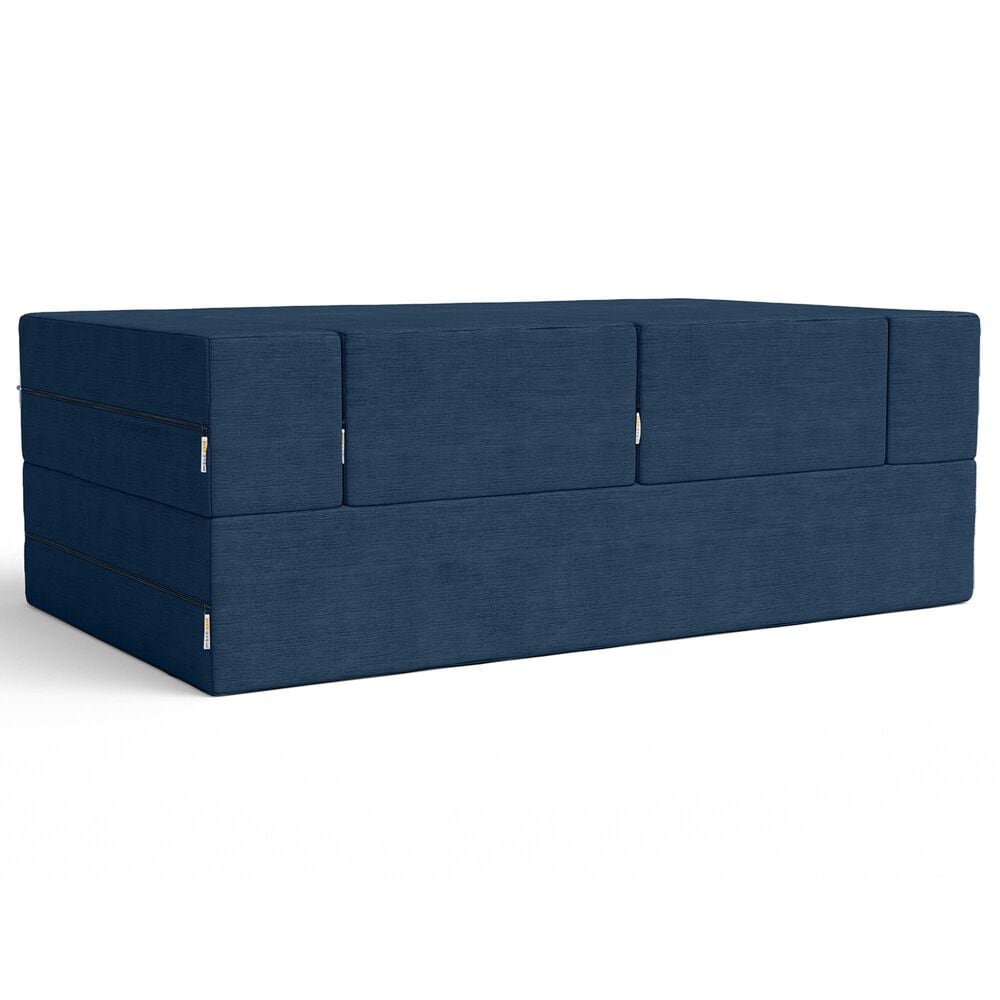 Jaxx Zipline 3-Piece Stationary Convertible Sleeper Loveseat in Indigo Velvet, , large