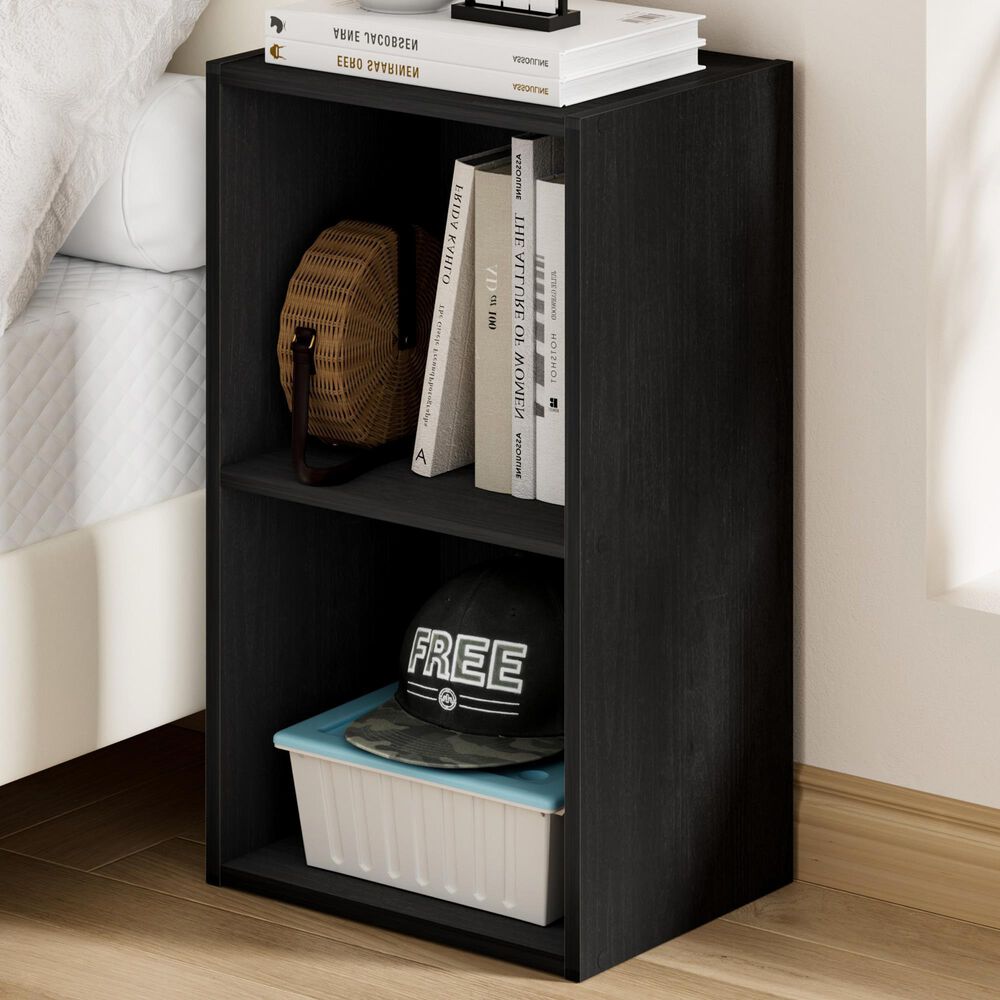 HOMLUX 2-Tier Open Shelf Bookcase in Blackwood, , large
