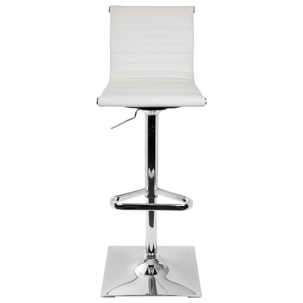 Lumisource Masters Swivel Adjustable Barstool with White Cushion in Chrome, , large