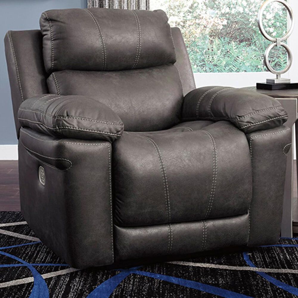Signature Design by Ashley Erlangen Power Recliner with Adjustable Headrest in Midnight, , large
