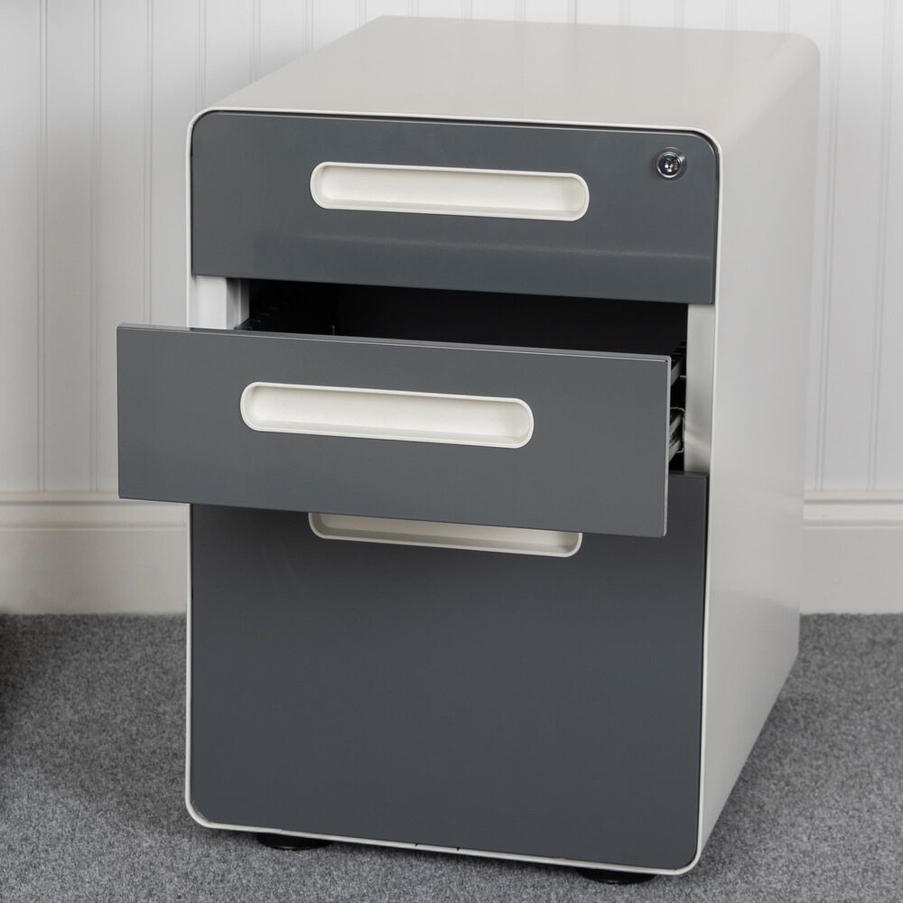 Flash Furniture 3-Drawer Mobile File in Gray, , large