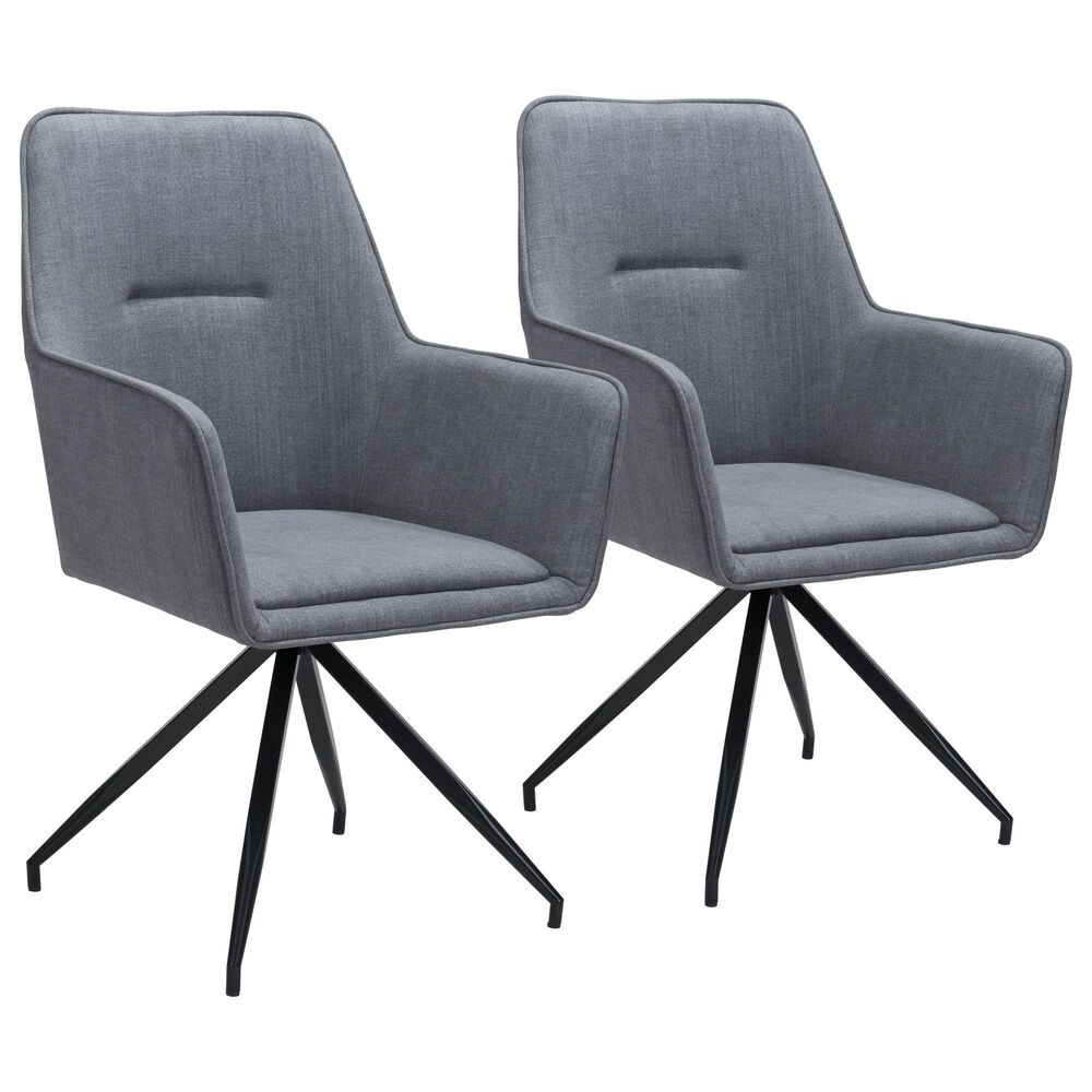 Zuo Modern Watkins Dining Chair in Gray and Black (Set of 2), , large