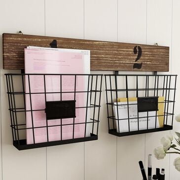 Timberlake Lavish Home Hanging Double Wire Basket in Matte Black, , large