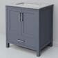 Lexora Home Jacques 30" Single Bathroom Vanity in Dark Grey with 2 cm White Carrara Marble Top and Rectangular Sink, , large