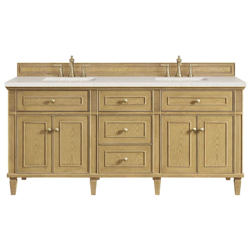 James Martin Vanities Lorelai 72&quot; Double Vanity in Light Natural Oak with 3 cm Lime Delight Quartz Top, , large