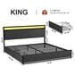 HOMLUX King 2-Drawer Storage Bed with LED Headboard and USB Ports in Gray, , large