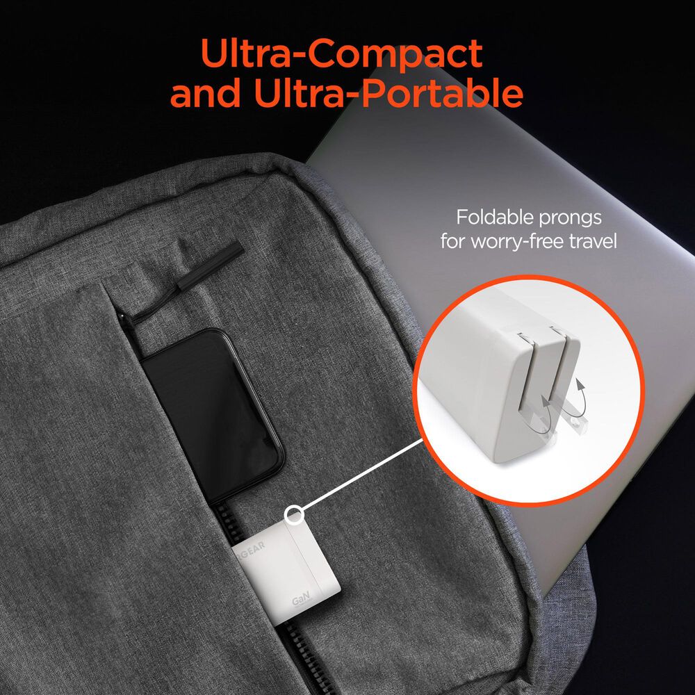 Hypercel 45W PD Wall Charger + 6ft USB-C to USB-C Cable in White, , large