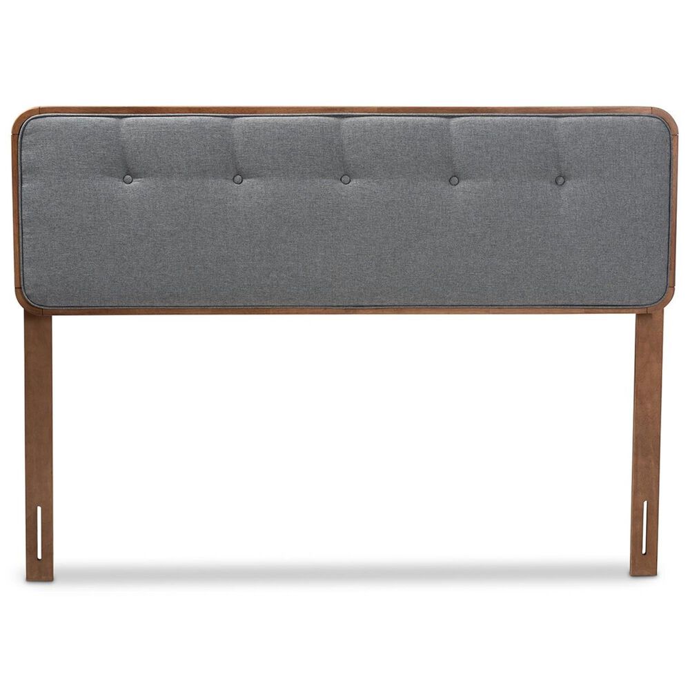Baxton Studio Palina Full Upholstered Headboard in Dark Gray/Walnut, , large