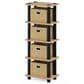 HOMLUX 5-Tier Tall Corner Open Bookshelf with 4 Storage Bins in Oak and Black, , large