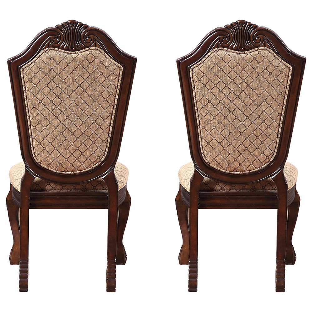 HOMLUX Chateau De Ville Side Chair with Diamond Pattern Fabric Upholstery in Espresso (Set of 2), , large