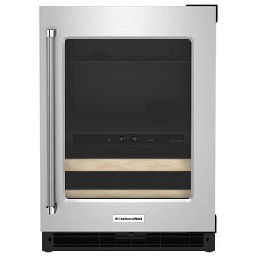 KitchenAid 24" Beverage Center with Right Hinge, Wood-Front Racks in Black and Stainless Steel, , large
