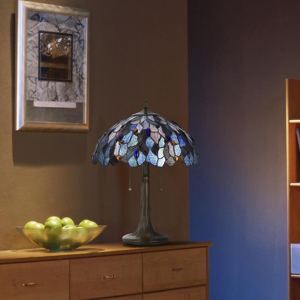 Cal Lighting 22.5" Tiffany Table Lamp in Antique Brass, , large