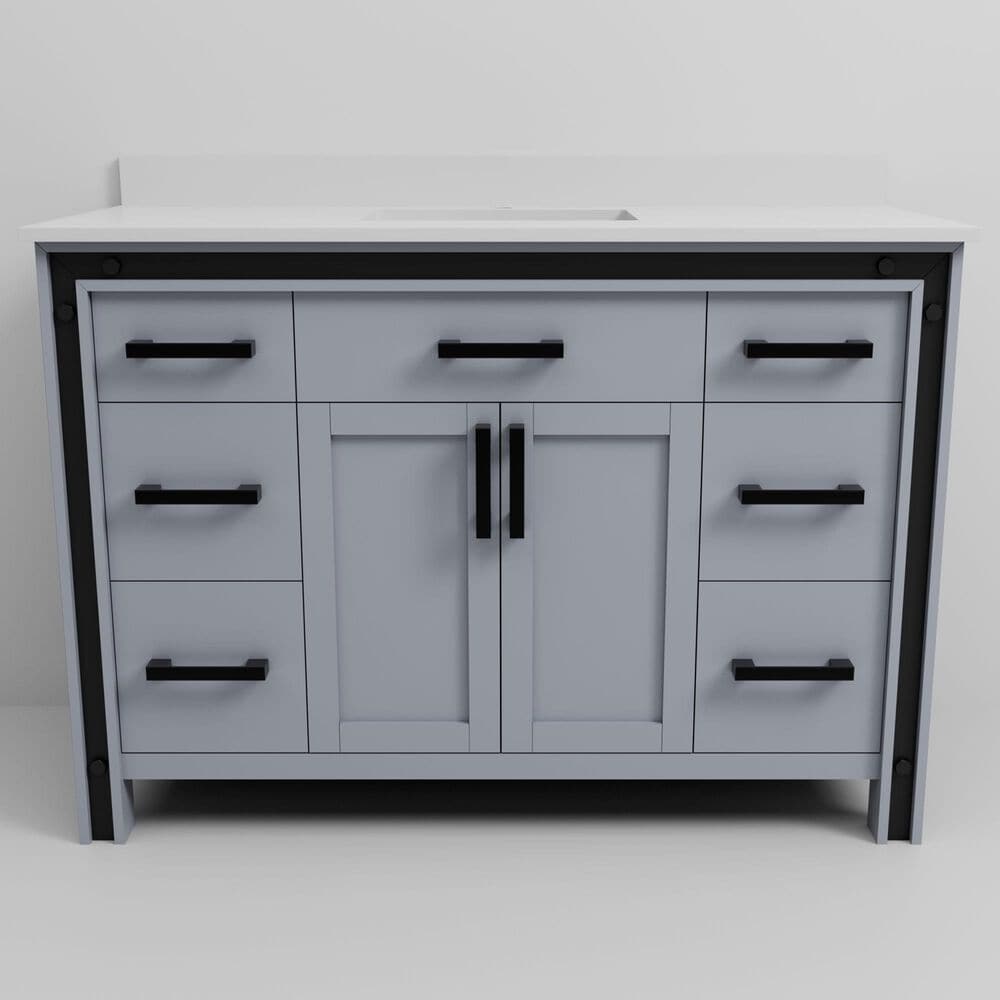 Lexora Home Ziva 48" Single Bathroom Vanity in Dark Grey with 2 cm White Quartz Top and Rectangular Sink, , large