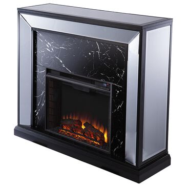 Southern Enterprises Trandling Fireplace in Silver/Black/Mirror, , large