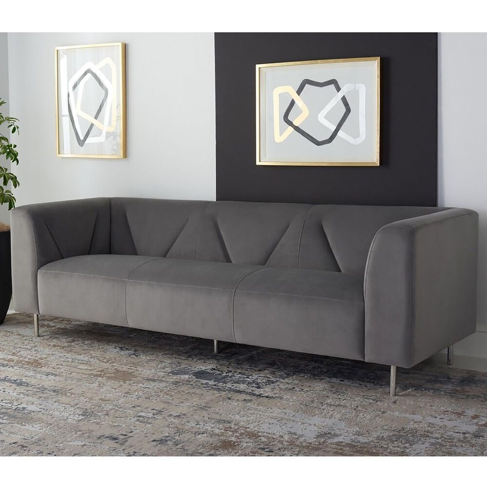 Safavieh Starfire Sofa in Grey Velvet and Silver, , large