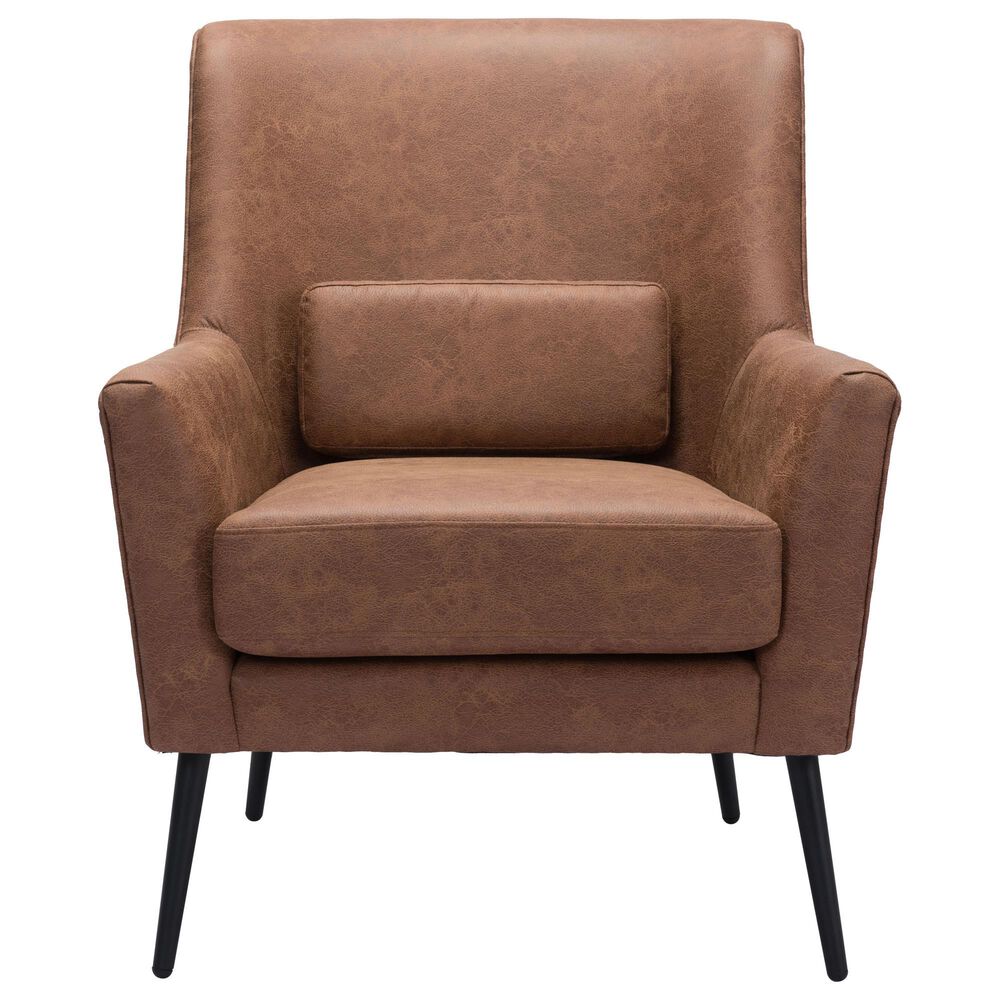 Zuo Modern Ontario Accent Chair in Vintage Brown and Gold, , large