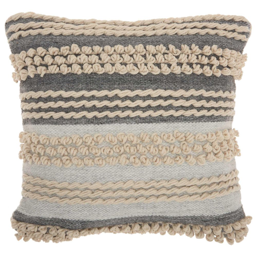 Nourison Life Styles 20" x 20" Throw Pillow in Ocean, Grey and Beige, , large