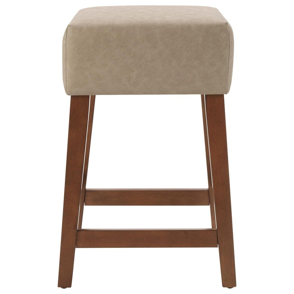 Valor Living Roscoe 26" Backless Counter Stool with Taupe Upholstery in Cherry, , large
