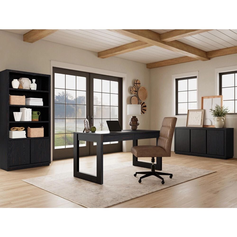 Riverside Furniture Westwood Dark Writing Desk in Ebony Whiskey Oak, , large