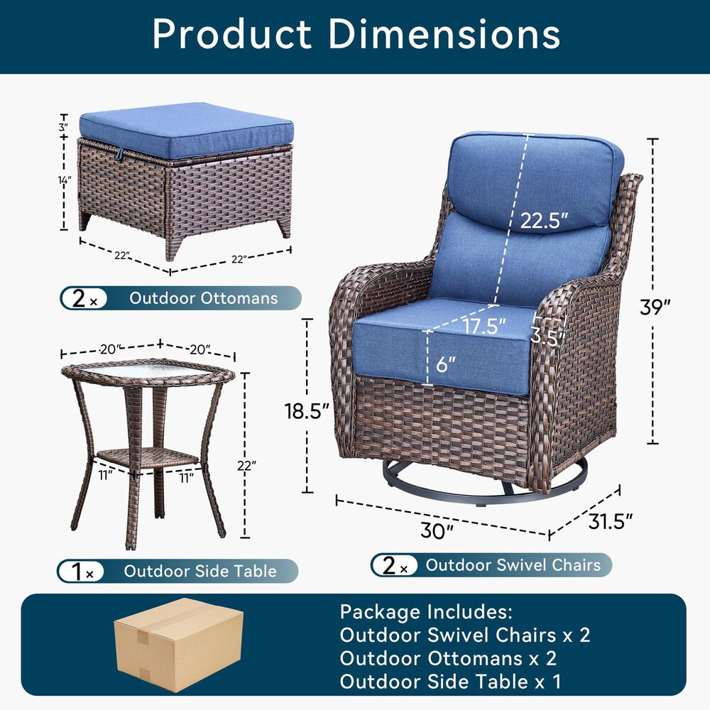 Sunwell Garden 5-Piece Chat Set in Navy, , large