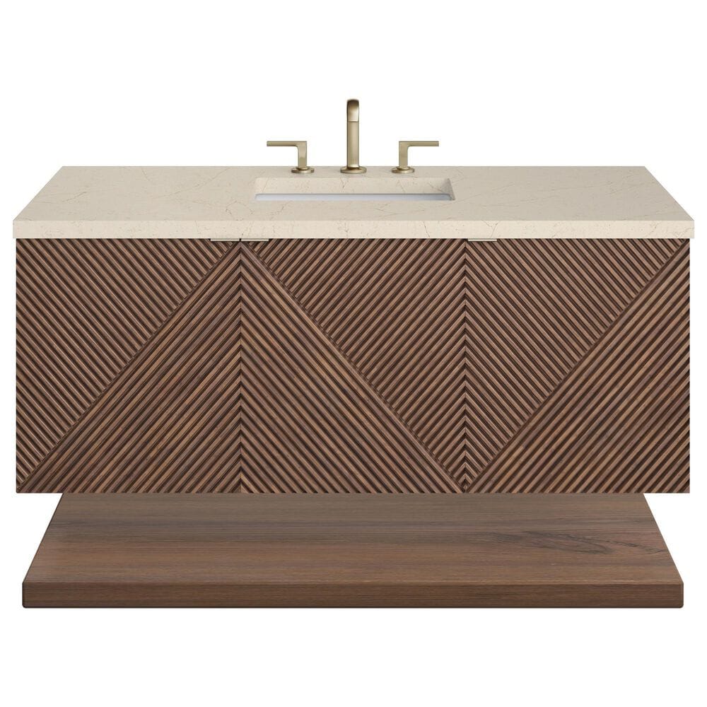 James Martin Vanities Marcello 48&quot; Single Bathroom Vanity in Chestnut with 3 cm Eternal Marfil Quartz Top and Rectangular Sink, , large