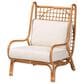 Baxton Studio Helina Accent Chair with Light Honey Rattan in White, , large