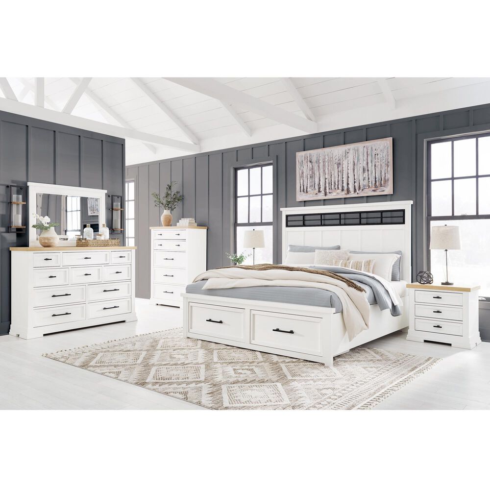 Ashley 5-Piece King Bedroom Set in White and Natural, , large