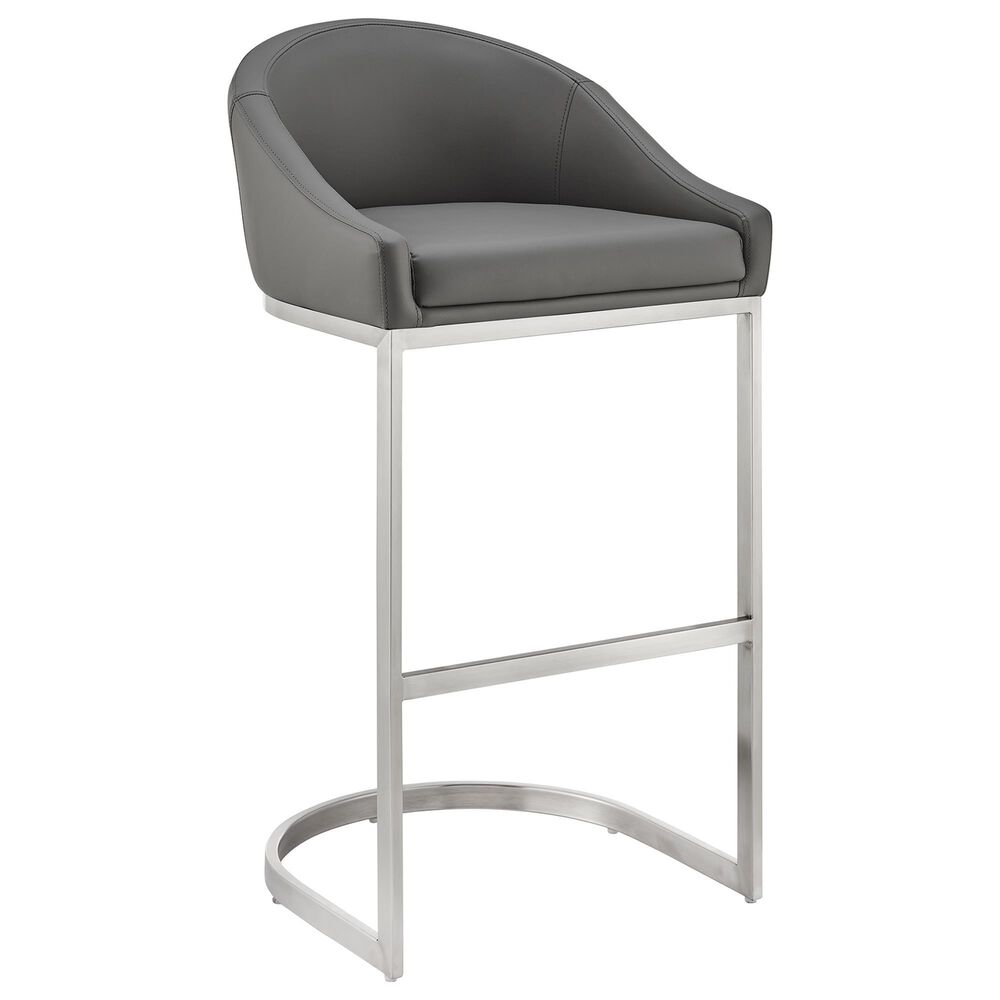 Blue River Katherine 26" Counter Stool with Gray Cushion in Brushed Stainless Steel, , large