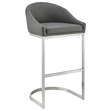 Blue River Katherine 26" Counter Stool with Gray Cushion in Brushed Stainless Steel, , large