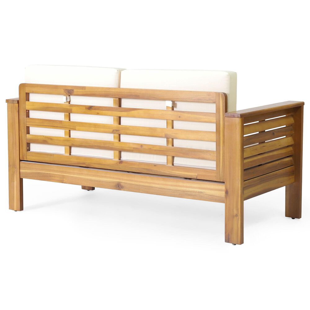 Hearth and Haven 2-Piece Patio Conversation Set with Cream Cushion in Teak, , large