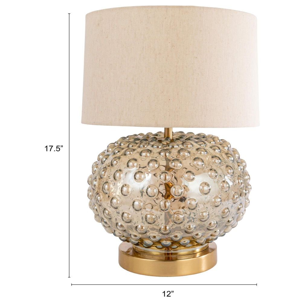Creative Coop Glass Hobnail Table Lamp in Smoke and Brass, , large