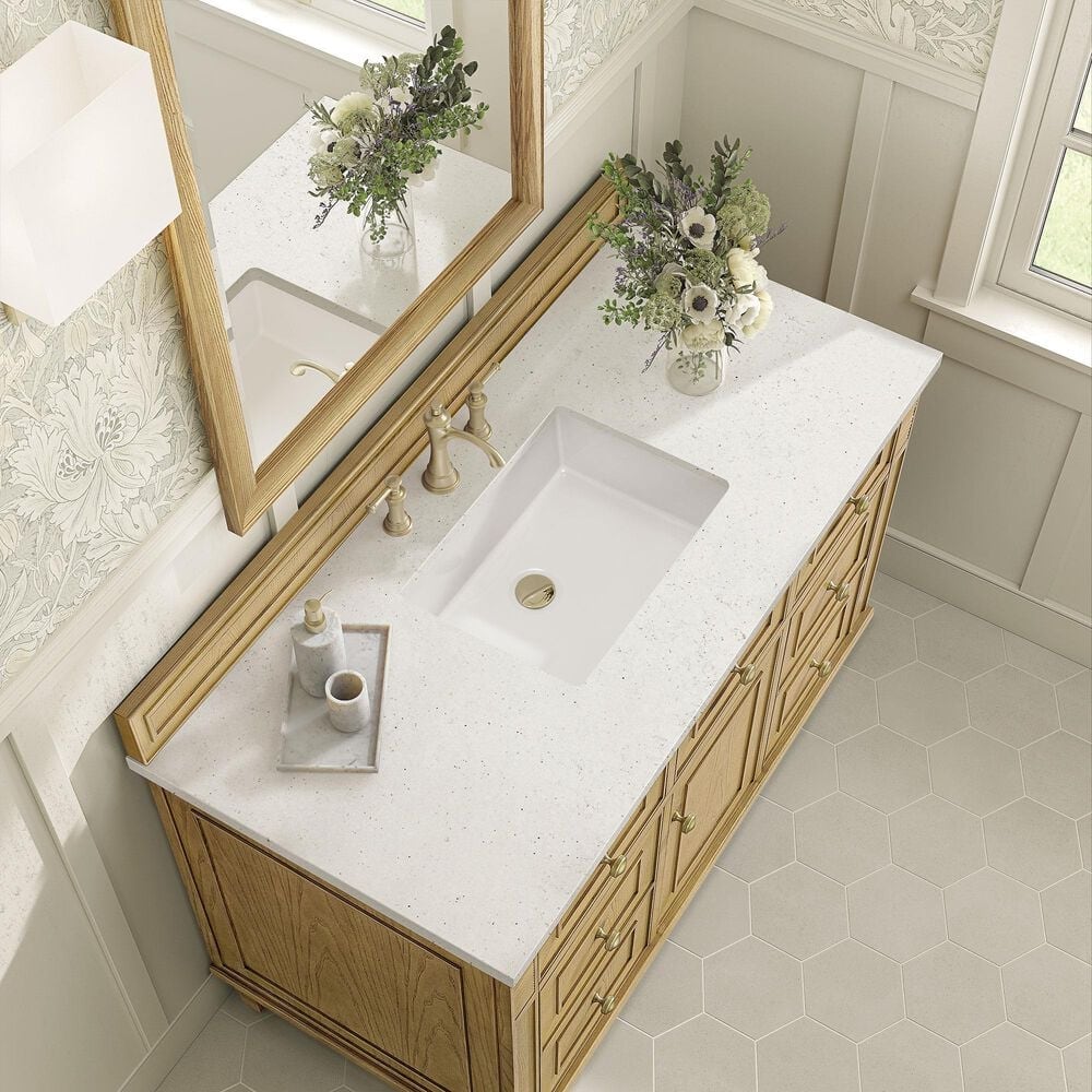 James Martin Vanities Lorelai 48&quot; Single Vanity in Light Natural Oak with 3 cm Lime Delight Quartz Top, , large