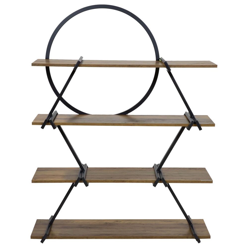 Furniture of America Quentin Bookcase in Light Walnut and Black, , large