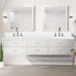 Lexora Home Castor 84" Double Bathroom Vanity in White with 2 cm White Quartz Top and Rectangular Sinks, , large