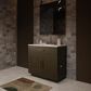 Lexora Home Abbey 36" Single Bathroom Vanity in Brown Oak with 2 cm White Cultured Marble Top and Rectangular Sink, , large