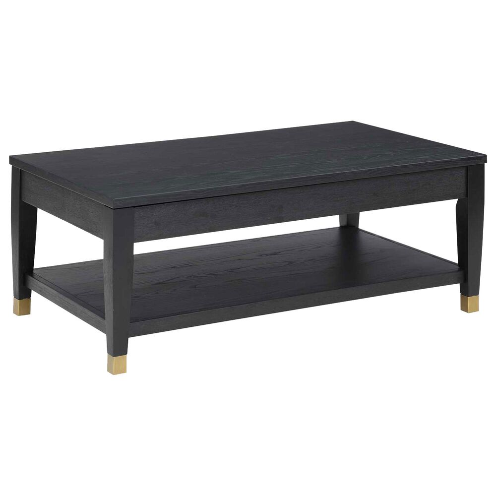 Steve Silver Yves Lift-Top Cocktail Table in Rubbed Charcoal and Brushed Brass, , large
