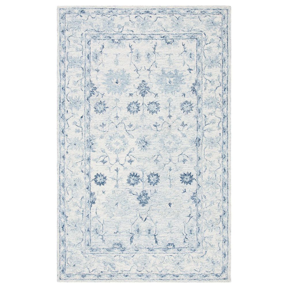 Safavieh Micro-Loop MLP276M 5" x 8" Blue and Ivory Area Rug, , large
