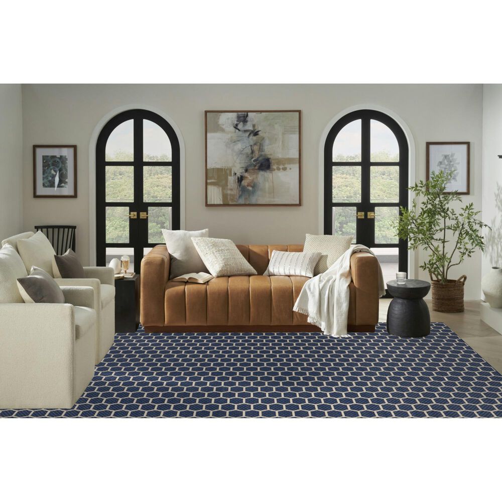Nourison Twist Reversible 9&#39; x 12&#39; Navy Indoor/Outdoor Area Rug, , large