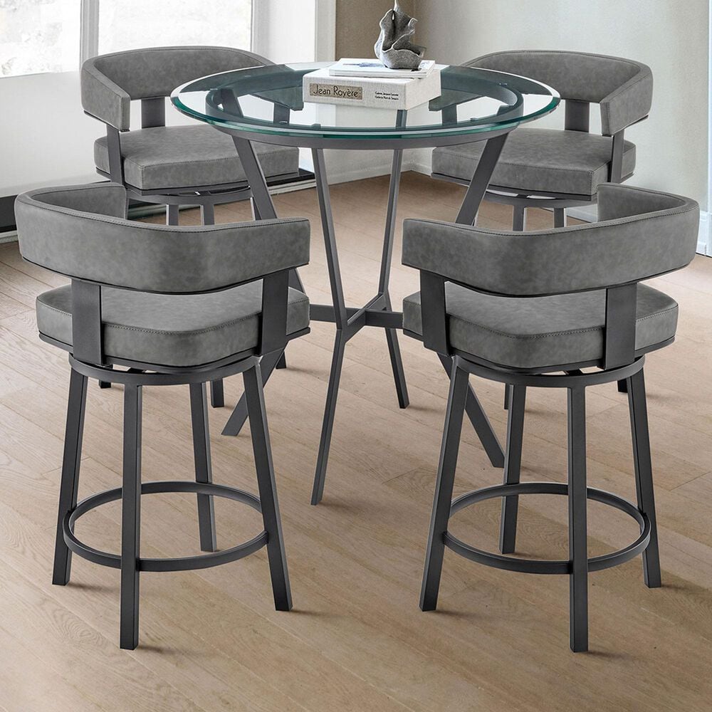 Blue River Naomi and Lorin 5-Piece Counter Height Dining Set in Matte Black, , large