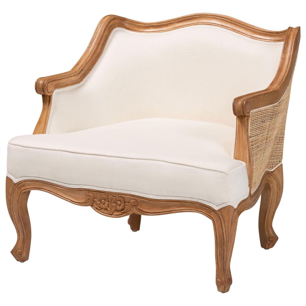 Baxton Studio Sylvestra Accent Chair with Honey Oak Frame in Beige, , large