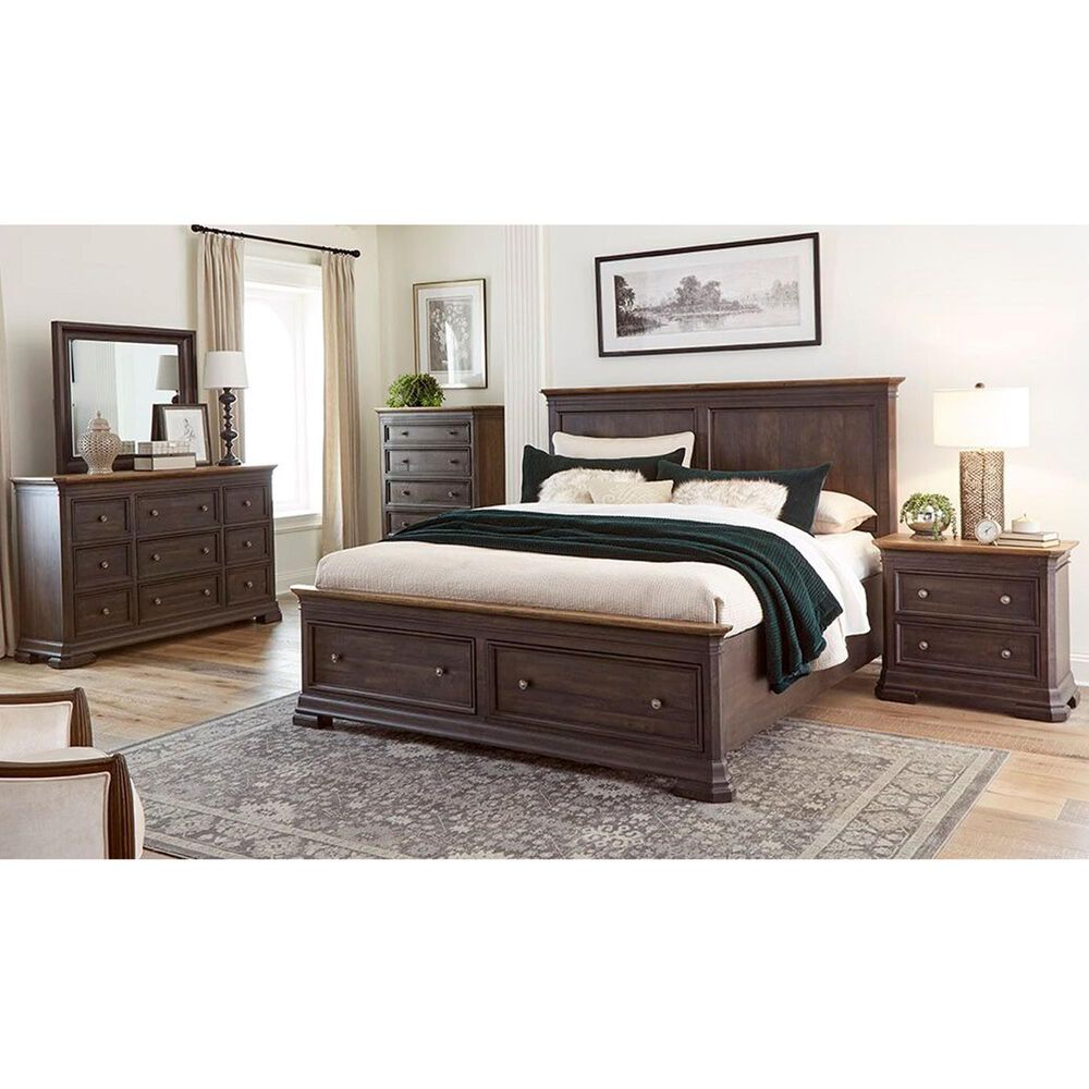 Napa Furniture Design Grand Louie 4-Piece King Bedroom Set in Ebony and Wheat, , large