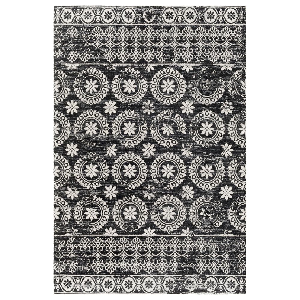 Surya Lavadora Oriental 9"3" x 12" Black, Gray and Light Gray Area Rug, , large