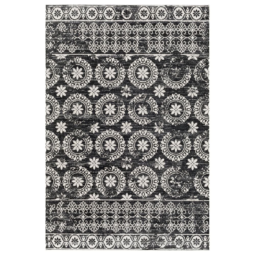 Surya Lavadora Oriental 9"3" x 12" Black, Gray and Light Gray Area Rug, , large