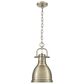 Golden Lighting Duncan 1-Light Small Pendant with Chain in Aged Brass, , large