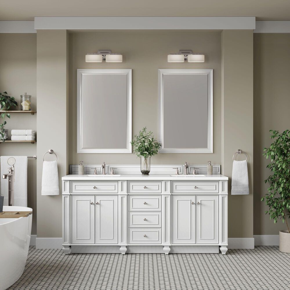 James Martin Bristol 72" Double Bathroom Vanity Cabinet in Bright White, , large