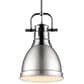Golden Lighting Duncan 1-Light Small Pendant with Rod and Pewter Shade in Chrome, , large